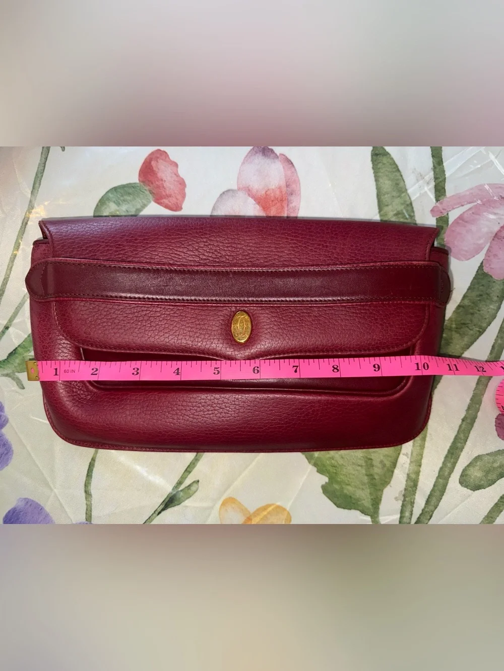 Cartier Maroon Leather Clutch with Gold Logo Oval - Picture 15 of 16